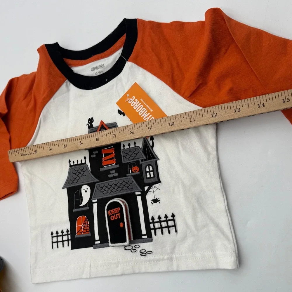 OshKosh B'gosh Baby 12-18M Halloween Haunted House Raglan Shirt NWT
